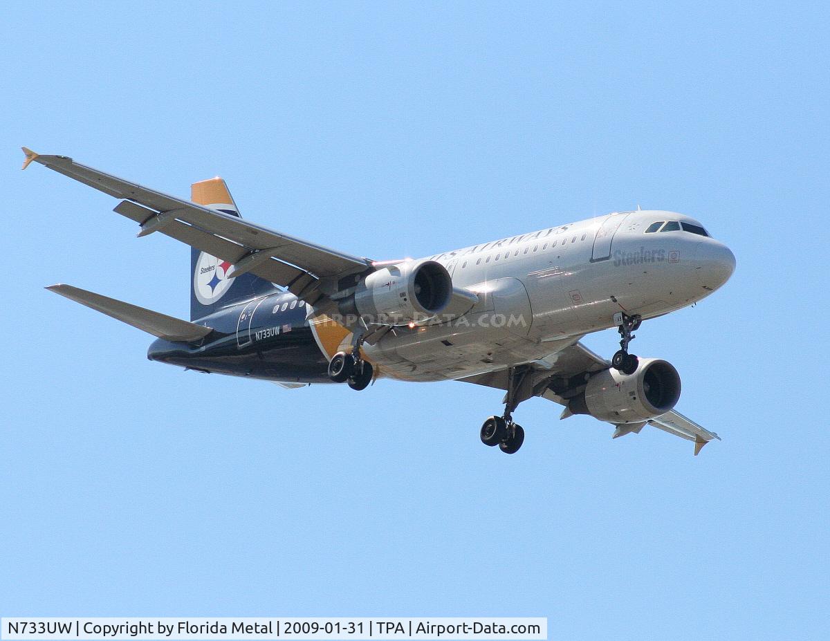 N733UW, 2000 Airbus A319-112 C/N 1205, US Airways A319 Pittsburgh Steelers colors