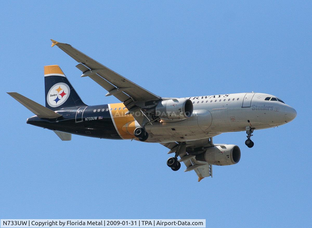 N733UW, 2000 Airbus A319-112 C/N 1205, US Airways Pittsburgh Steelers A319