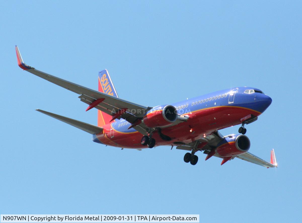 N907WN, 2008 Boeing 737-7H4 C/N 36619, Southwest 737-700