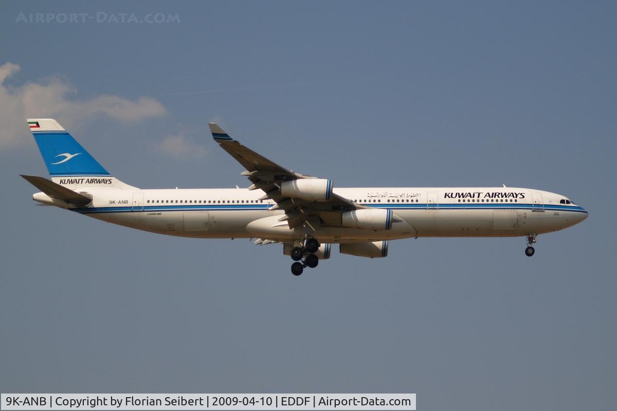 9K-ANB, 1995 Airbus A340-313 C/N 090, Short final rwy 07R