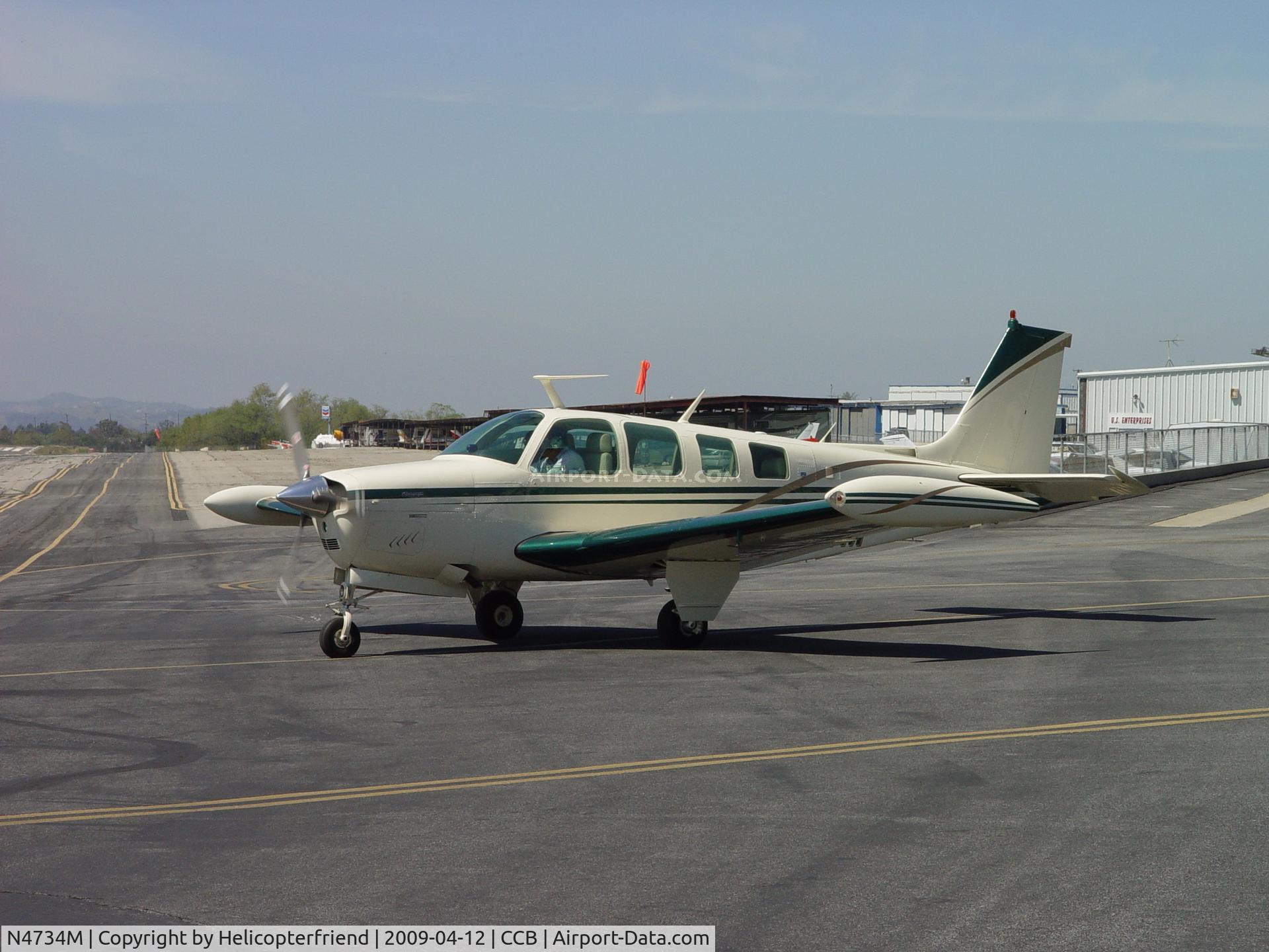 N4734M, 1978 Beech A36 Bonanza 36 C/N E-1257, Waiting to take off from Cable