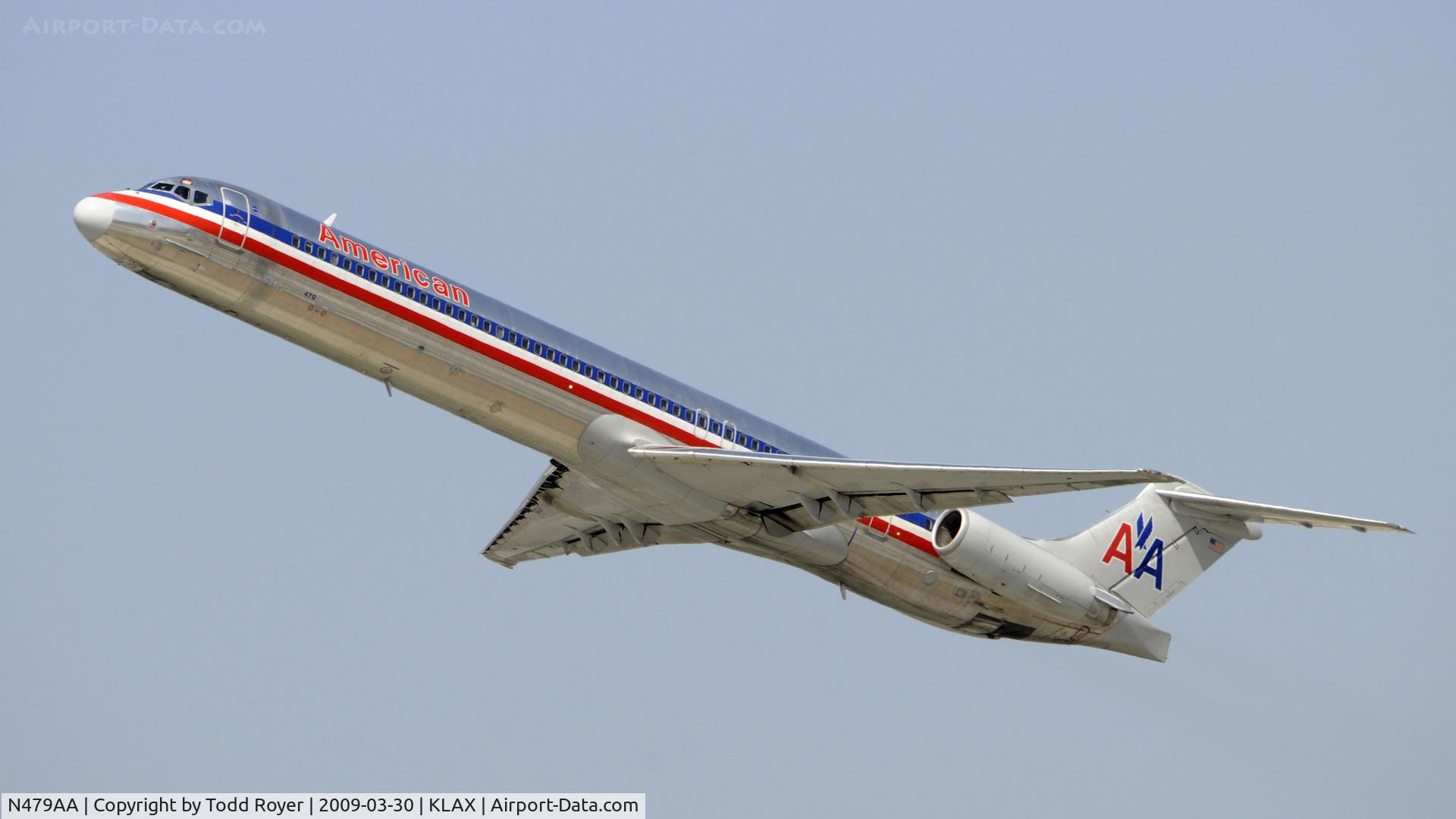 N479AA, 1988 McDonnell Douglas MD-82 (DC-9-82) C/N 49654, Departing LAX on 25R