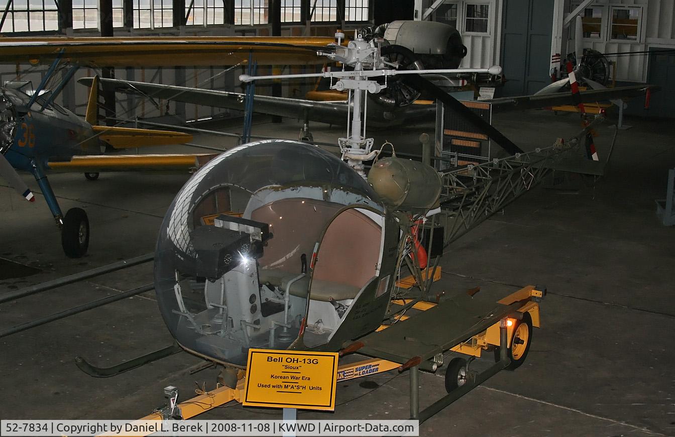 52-7834, 1952 Bell OH-13G Sioux C/N 1061, This Korean War aircraft is displayed at the Naval Air Station Wildwood Foundation, on loan from the National Museum of Naval Aviation.
