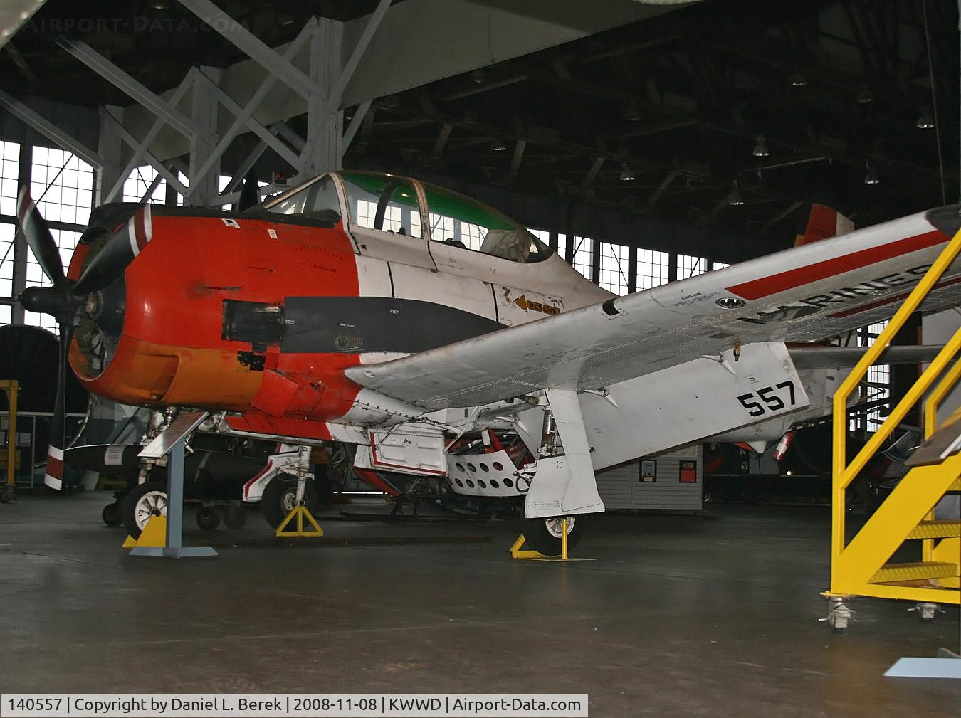 140557, North American T-28C Trojan Trojan C/N 226-134, This nifty Marine trainer is temporarily on display at the Naval Air Station Wildwood Foundation Museum.