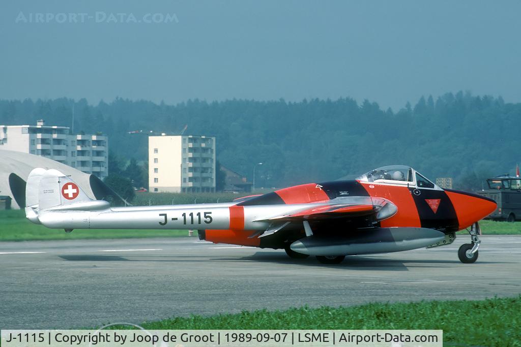 J-1115, De Havilland (FFA) Vampire FB.6 (DH-100) C/N 624, Some Vampires were used as practise targets for air gunnery. These received this bright colours.