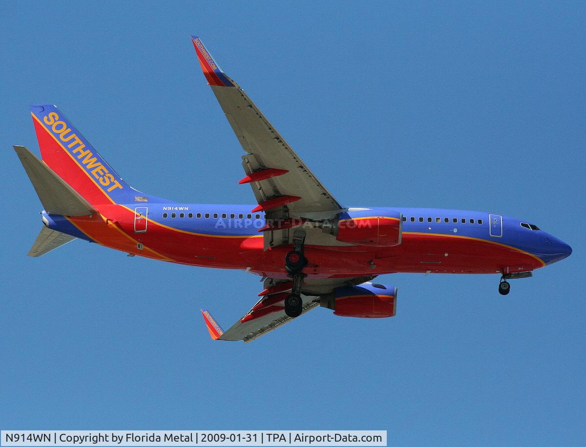 N914WN, 2008 Boeing 737-7H4 C/N 36622, Southwest 737-700