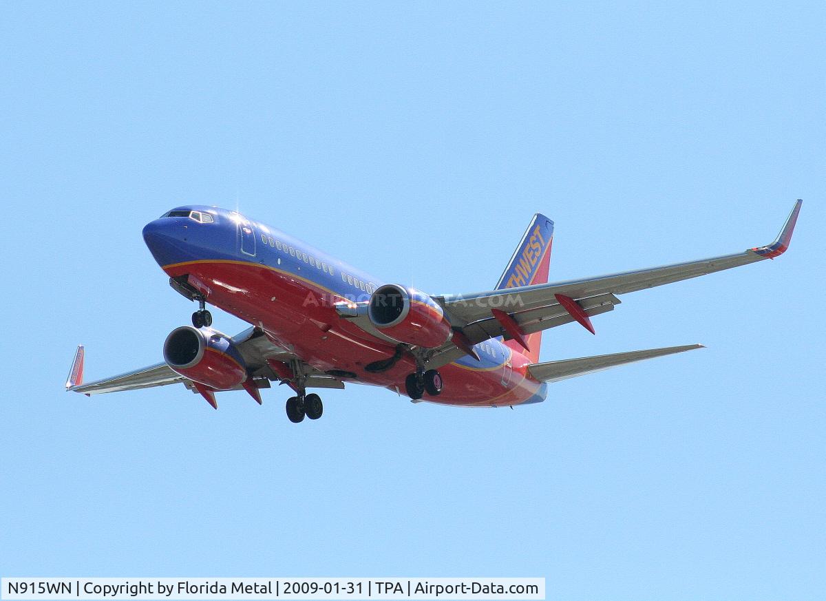 N915WN, 2008 Boeing 737-7H4 C/N 36888, Southwest 737-700