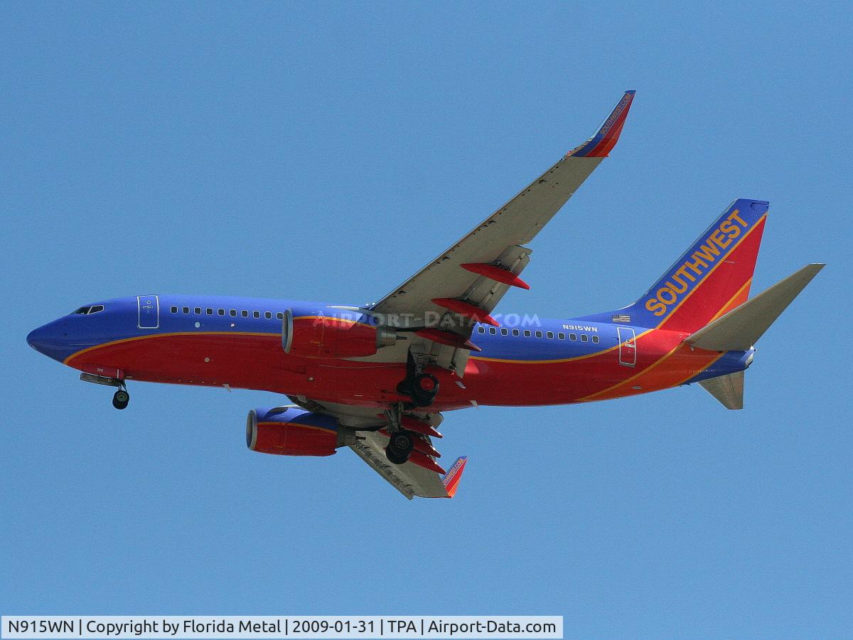 N915WN, 2008 Boeing 737-7H4 C/N 36888, Southwest 737-700