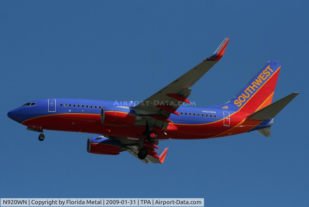 N920WN, 2008 Boeing 737-7H4 C/N 32460, Southwest 737-700
