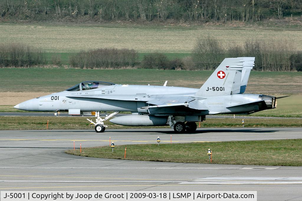 J-5001, 1996 McDonnell Douglas F/A-18C Hornet C/N 1316/SFC001, In Switzerland the first of each series traditionally will be a test aircraft. J-5001 has lots of mission markings underneath the cockpit, markings the tests it has been gone through.