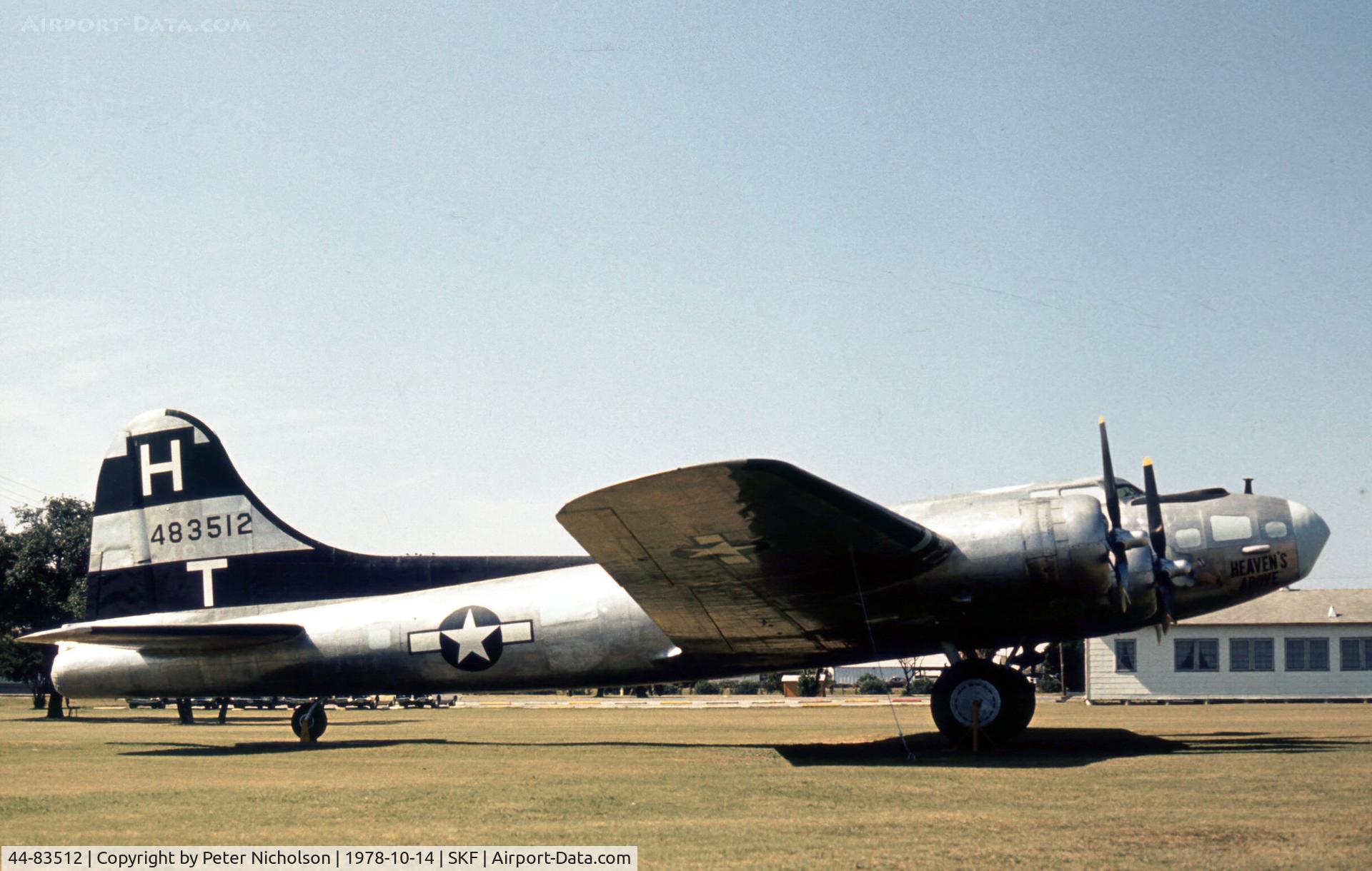 44-83512, 1944 Boeing (BDV) TB-17G Flying Fortress C/N 32153, TB-17G Flying Fortress in the USAF History & Traditions Museum at Lackland AFB in 1978.