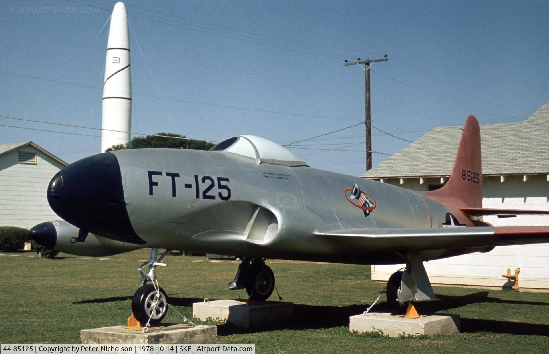 44-85125, 1945 Lockheed P-80A-1-LO Shooting Star C/N 080-1148, Another P-80A Shooting Star in the USAF History & Traditions Museum at Lackland AFB in 1978.