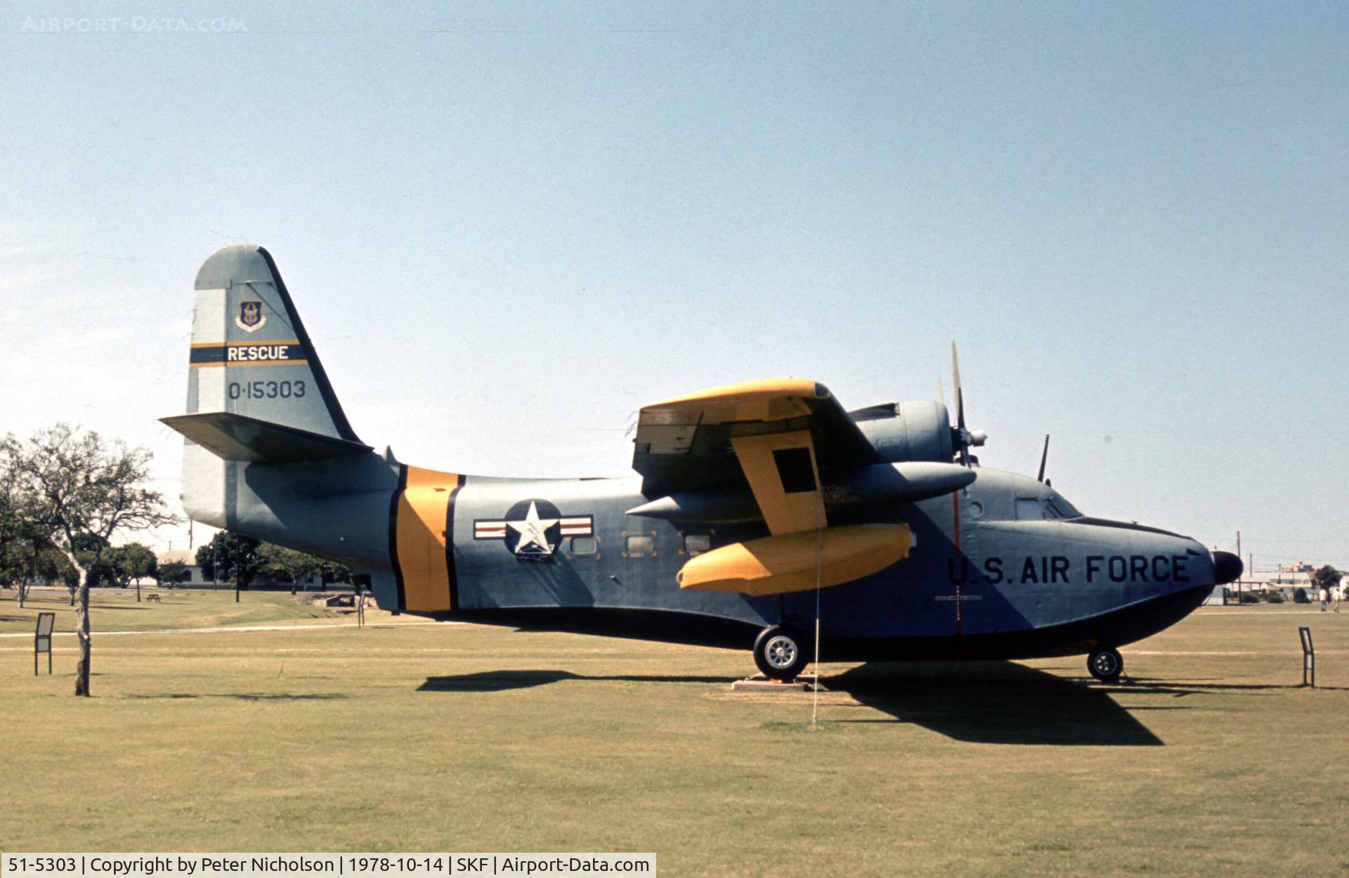 51-5303, 1951 Grumman HU-16B Albatross C/N G-186, This HU-16B Albatross was in the USAF History & Traditions Museum at Lackland AFB in 1978 and is now on the civil register.