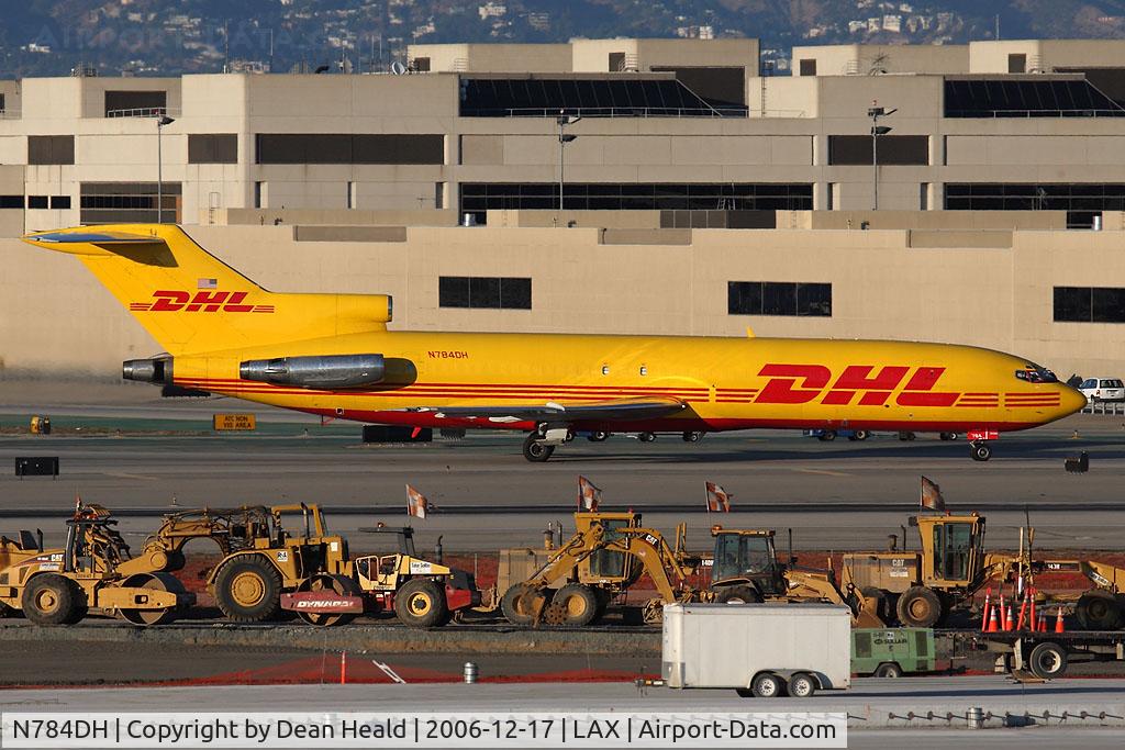 N784DH, 1980 Boeing 727-227 C/N 22001, DHL (ASTAR Air Cargo) N784DH (FLT ER2964) from Wilmington (KILN) taxiing to the cargo terminal after landing on RWY 25R.