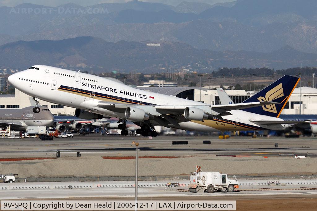 9V-SPQ, Boeing 747-412 C/N 28025, Singapore Airlines 9V-SPQ (FLT SIA11) departing RWY 25R enroute to Narita Int'l (RJAA) - Tokyo, Japan.