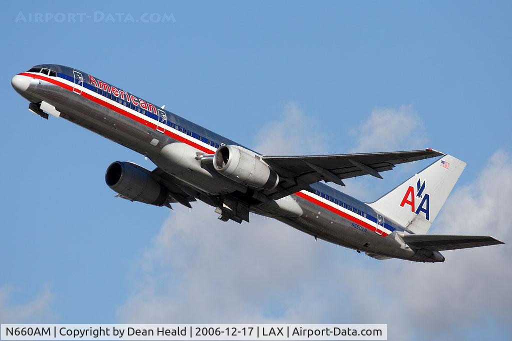 N660AM, 1992 Boeing 757-223 C/N 25294, American Airlines N660AM (FLT AAL1400) climbing out from RWY 25R enroute to Chicago O'Hare Int'l (KORD).