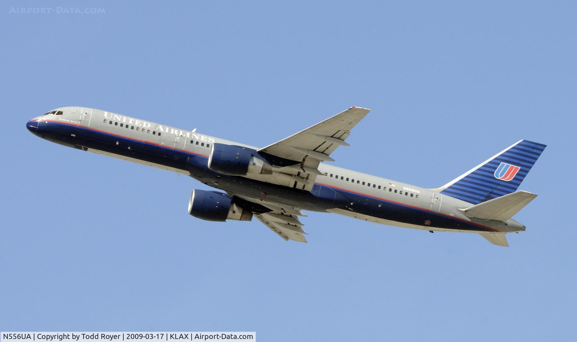 N556UA, 1992 Boeing 757-222 C/N 26650, Departing LAX on 25R