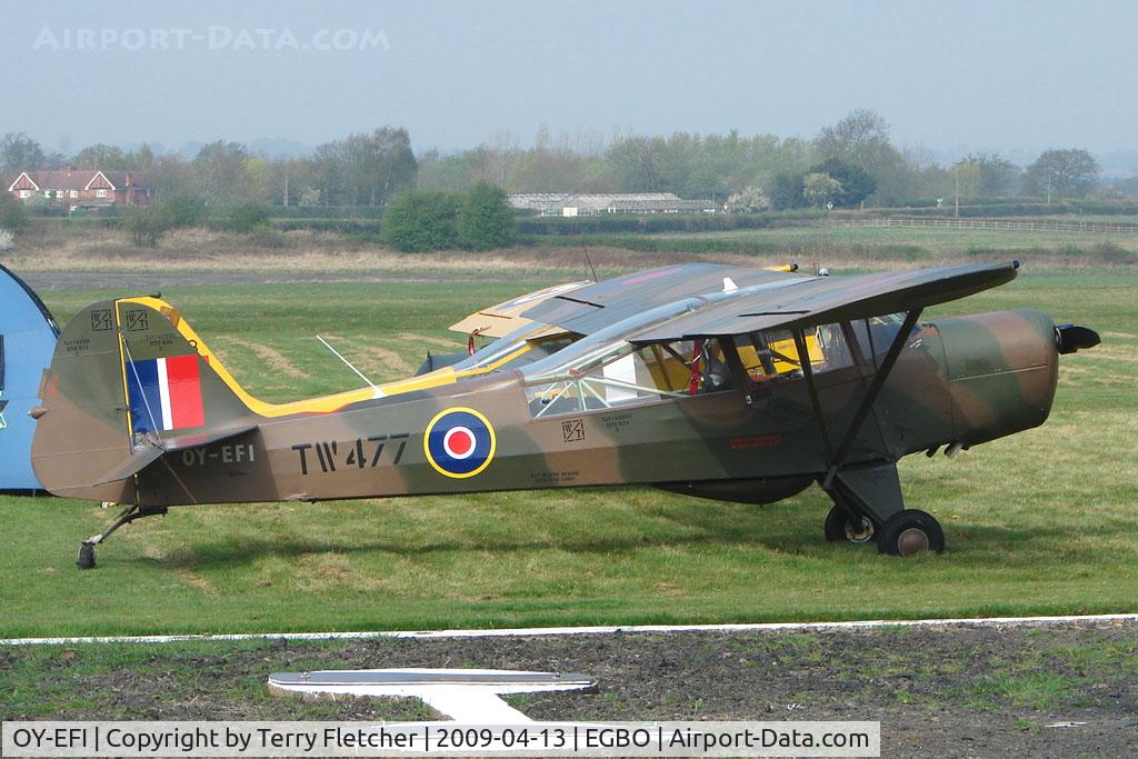 OY-EFI, 1944 Taylorcraft J Auster 5 C/N 1815, 1945 Danish Registered Auster at Wolverhampton 2009 Easter Fly-In day