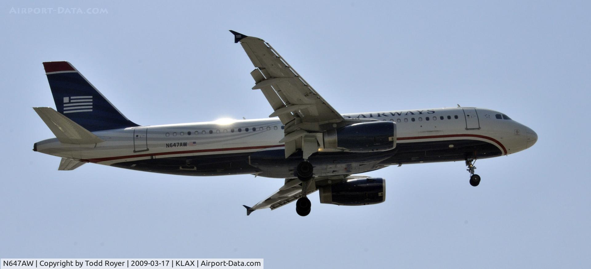 N647AW, 1997 Airbus A320-232 C/N 762, Landing 24R at LAX