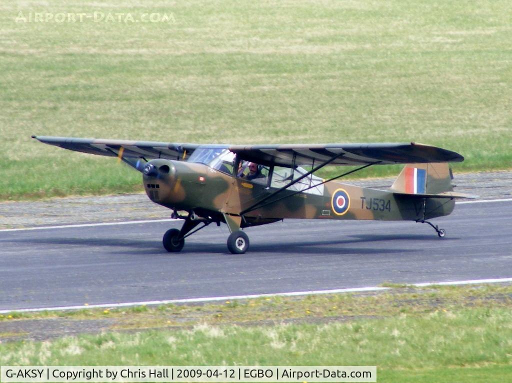 G-AKSY, 1944 Taylorcraft J Auster 5 C/N 1567, arriving at the Easter Wings and Wheels Charity fly in, at Halfpenny Green