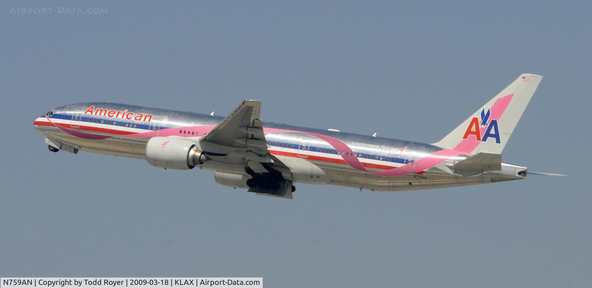 N759AN, 2001 Boeing 777-223/ER C/N 32638, Departing LAX on 25R