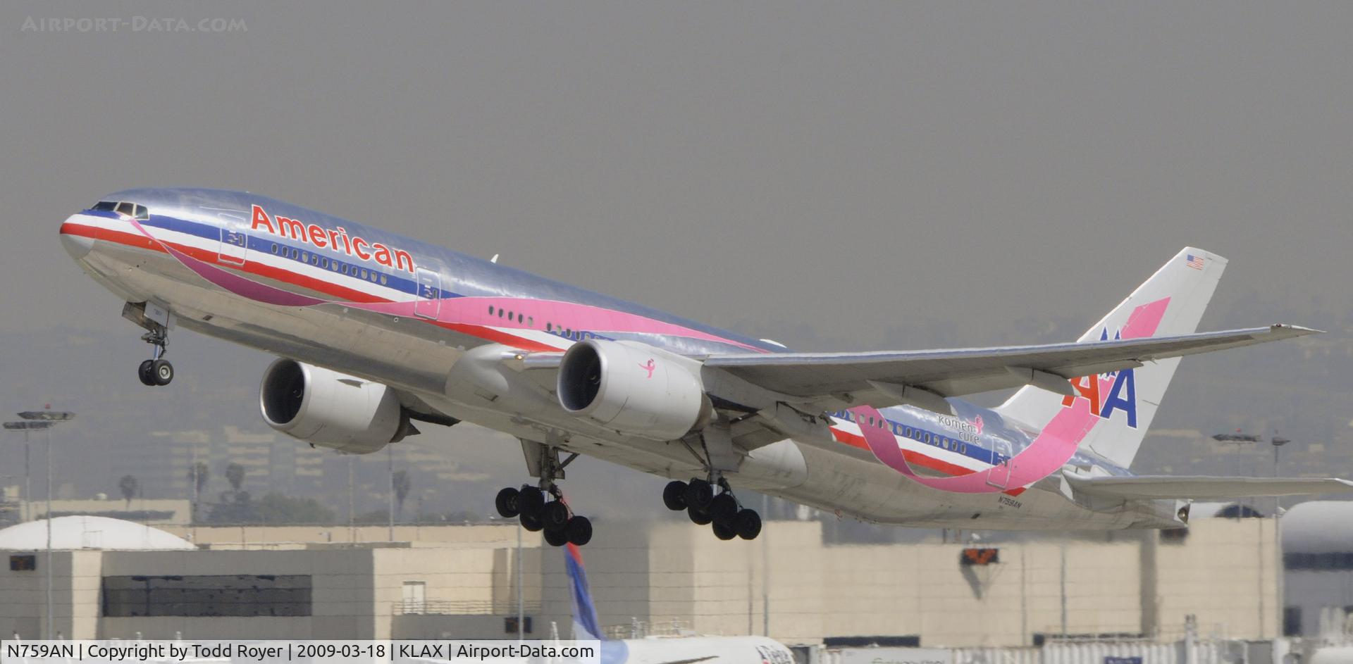 N759AN, 2001 Boeing 777-223/ER C/N 32638, Departing LAX on 25R