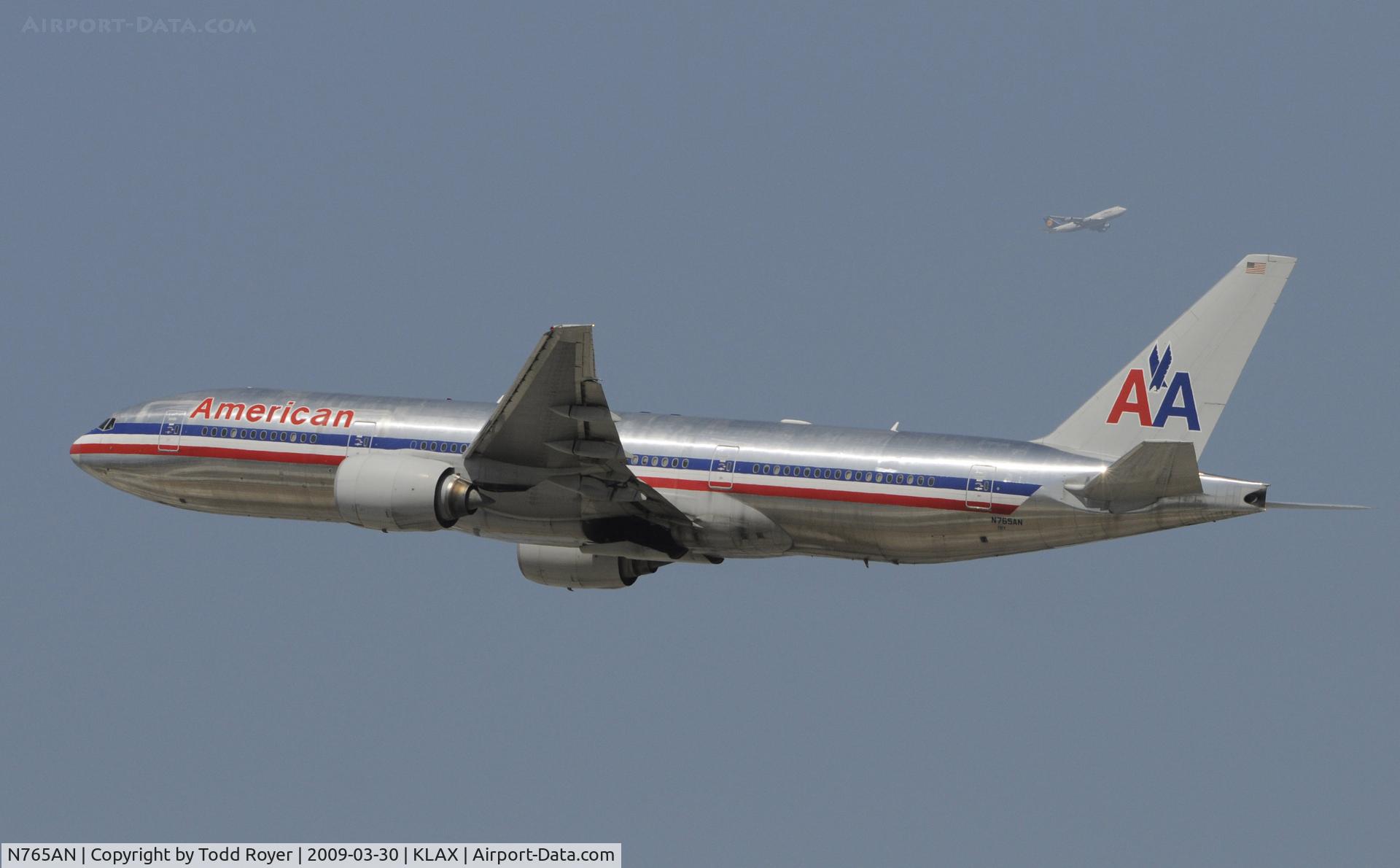 N765AN, 2003 Boeing 777-223 C/N 32879, Departing LAX on 25R