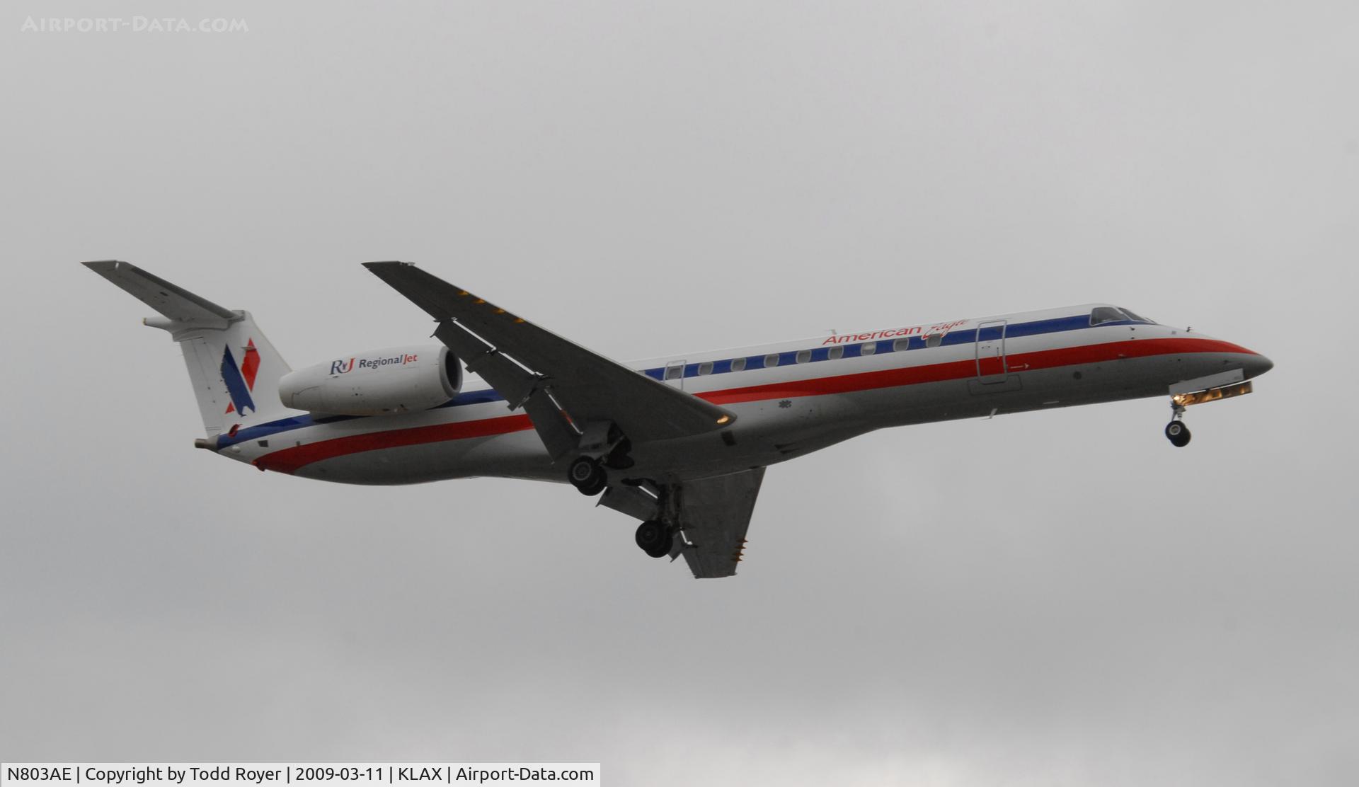 N803AE, 2001 Embraer ERJ-140LR (EMB-135KL) C/N 145483, Landing 24R at LAX