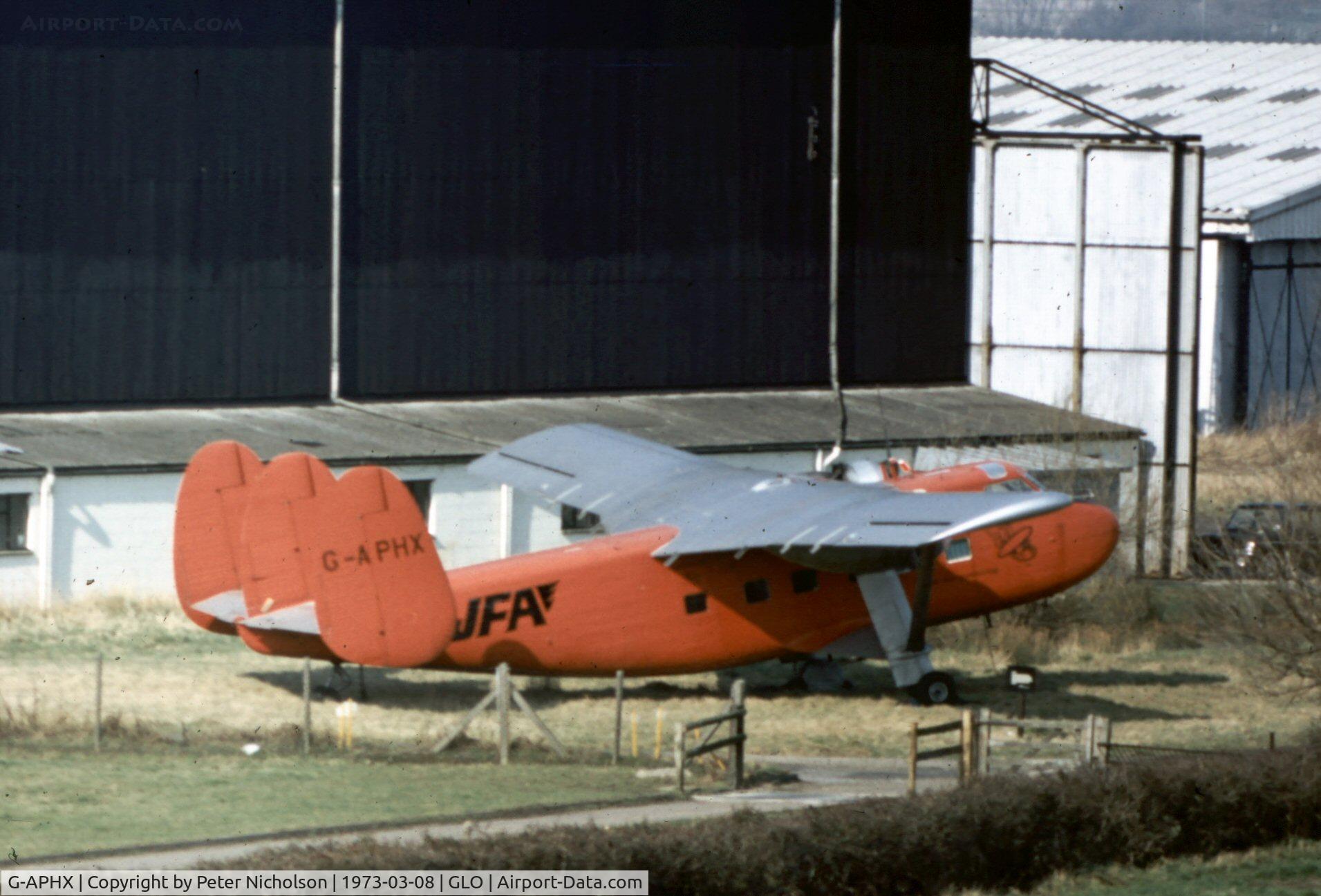 G-APHX, 1957 Scottish Aviation Twin Pioneer Series 1 C/N 507, Twin Pioneer of JF Airlines at Staverton in the Spring of 1973.