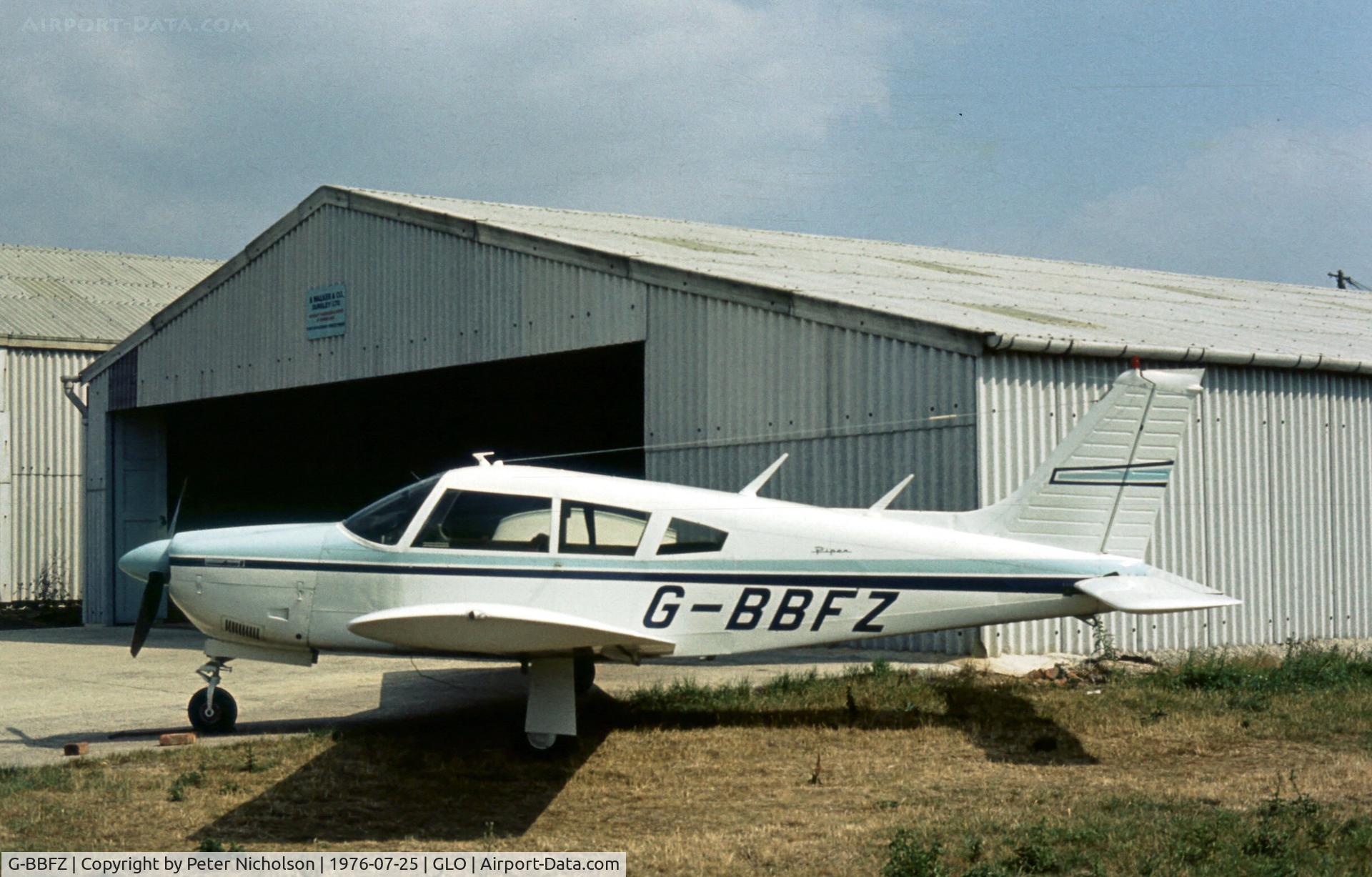 G-BBFZ, 1973 Piper PA-28R-200-2 Cherokee Arrow II C/N 28R-7335337, This Cherokee Arrow was seen at Staverton in the Summer of 1976.
