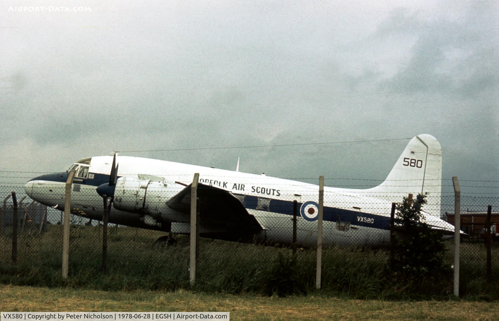 VX580, 1950 Vickers 659 Valetta C2 C/N 432, Now preserved in a museum, in 1978 this Valetta was a guardian at the Norfolk Air Scouts unit.