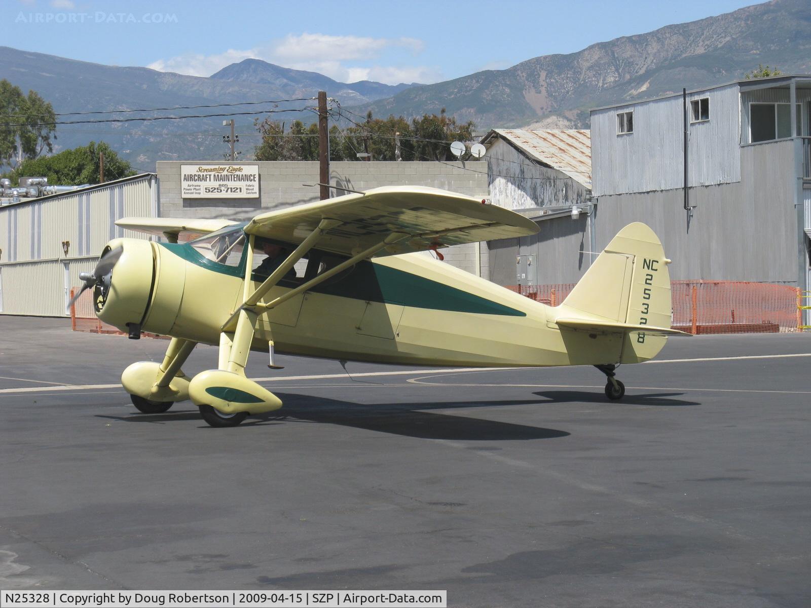 N25328, 1940 Fairchild 24W-40 C/N W40-114, 1940 Fairchild 24W-40, Warner Super Scarab 165 165 Hp/175 Hp for takeoff radial upgrade from original 145 Hp, at fuel dock