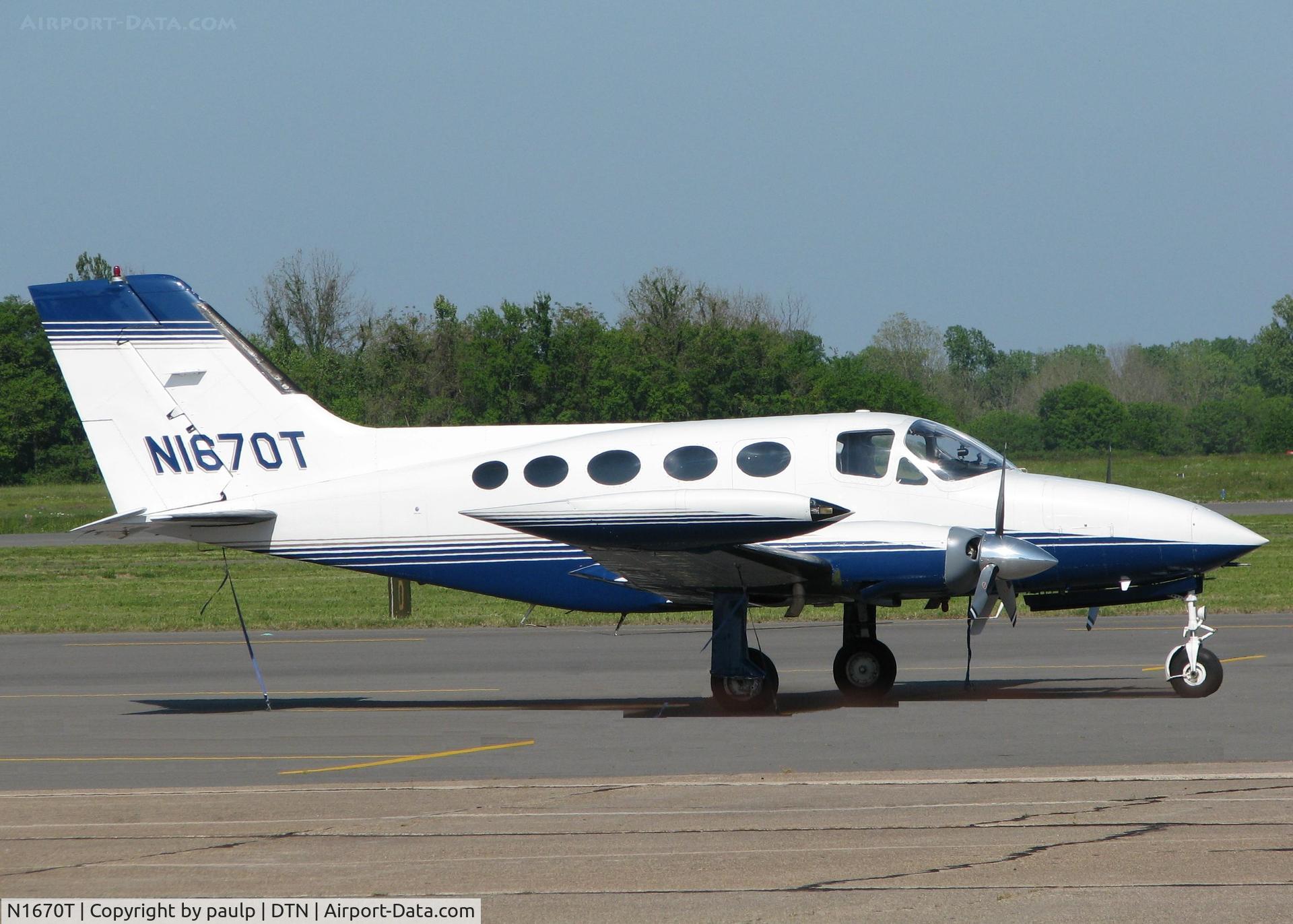 N1670T, 1973 Cessna 414 Chancellor C/N 414-0463, Parked at the Shreveport Downtown airport.