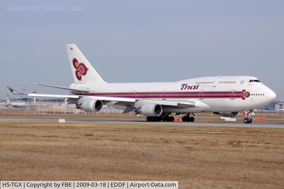 HS-TGX, 1997 Boeing 747-4D7 C/N 27725, take off run at EDDF