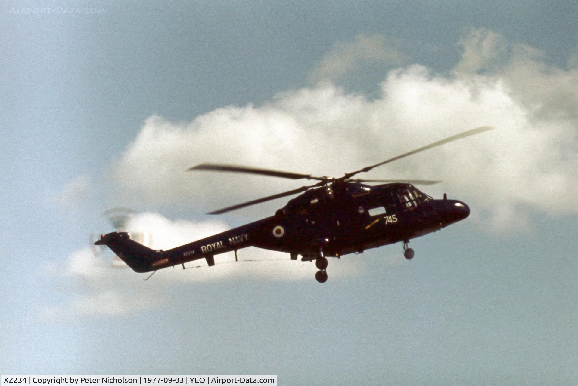 XZ234, 1977 Westland Lynx HAS.2 C/N 012, Lynx HAS.2 of 700L Squadron at the 1977 RNAS Yeovilton Air Day.
