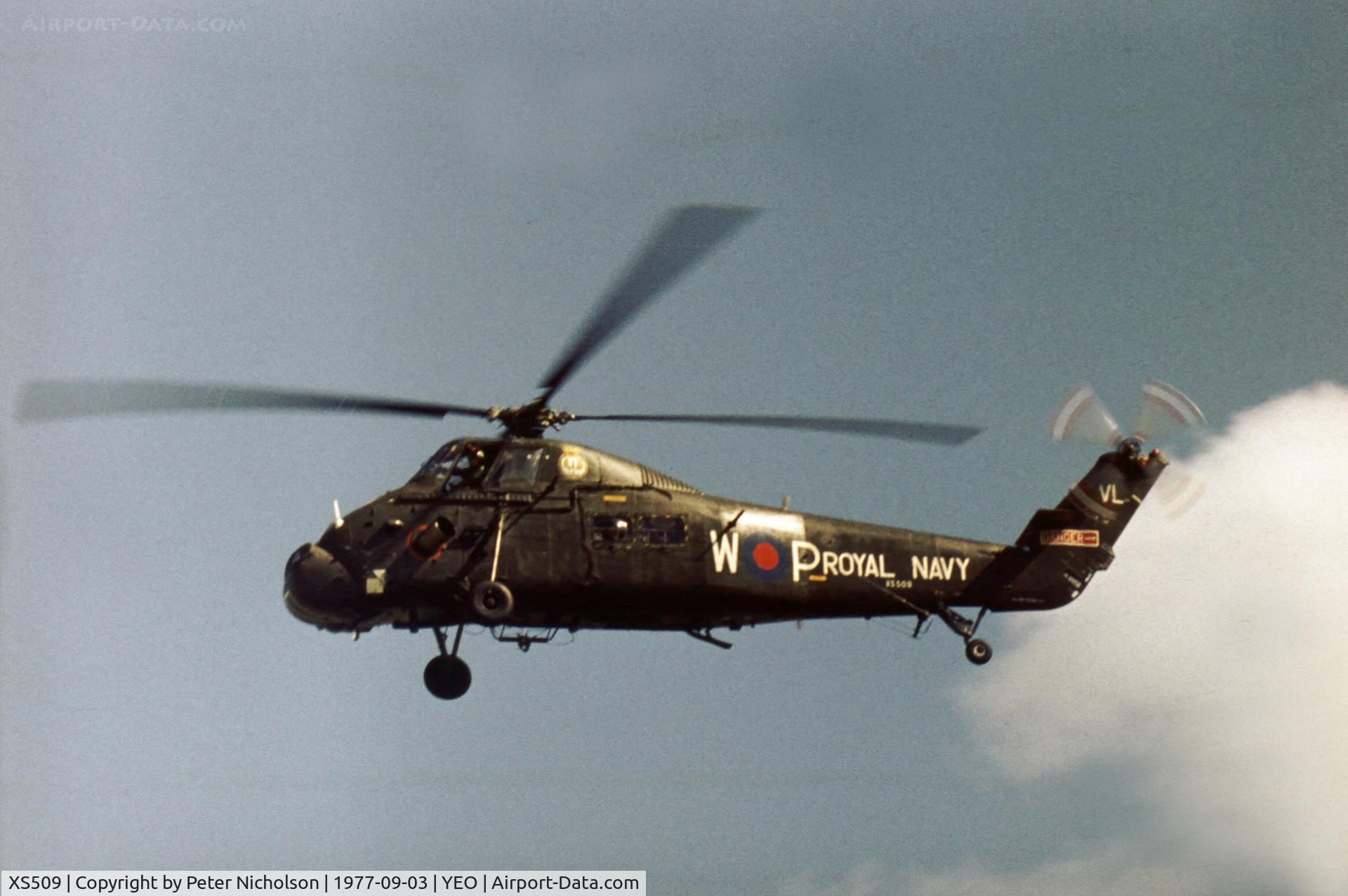 XS509, 1964 Westland Wessex HU.5 C/N WA178, Wessex HU.5 of 707 Squadron at the 1977 RNAS Yeovilton Air Day.