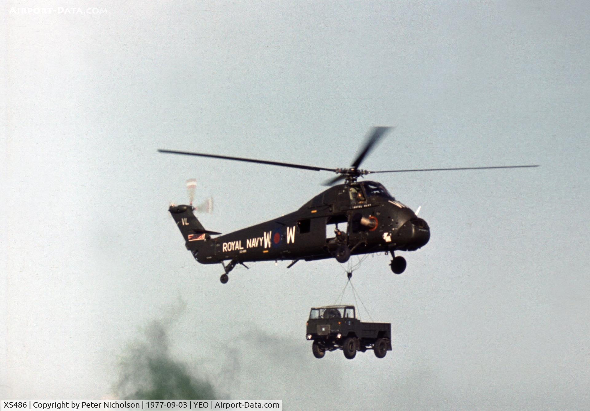 XS486, 1964 Westland Wessex HU.5 C/N WA160, Wessex HU.5 of 707 Squadron in action at the 1977 RNAS Yeovilton Air Day.
