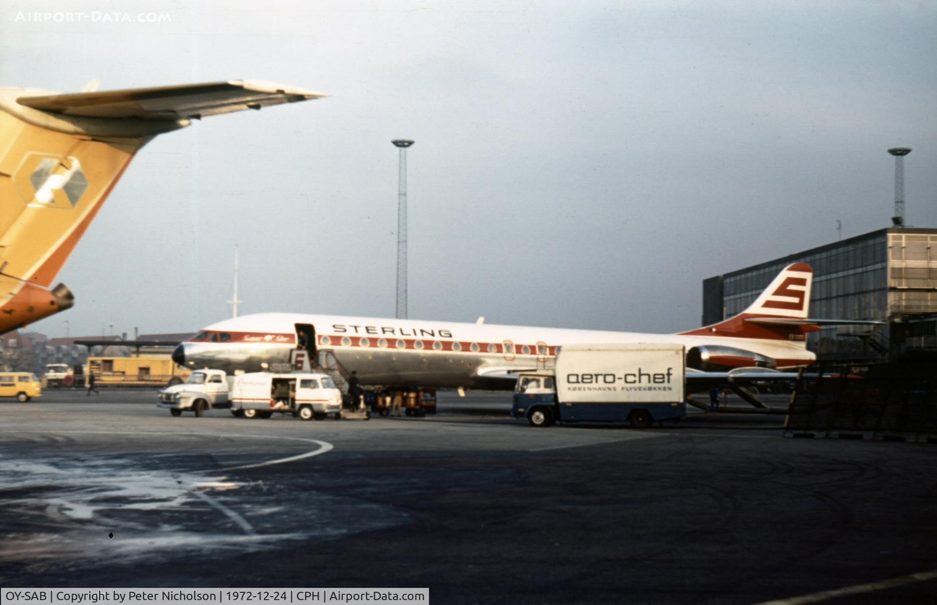 OY-SAB, 1971 Aerospatiale SE-210 Caravelle 12 C/N 271, Sterling Airways operated this Caravelle from Copenhagen Kastrup as seen in December 1972.
