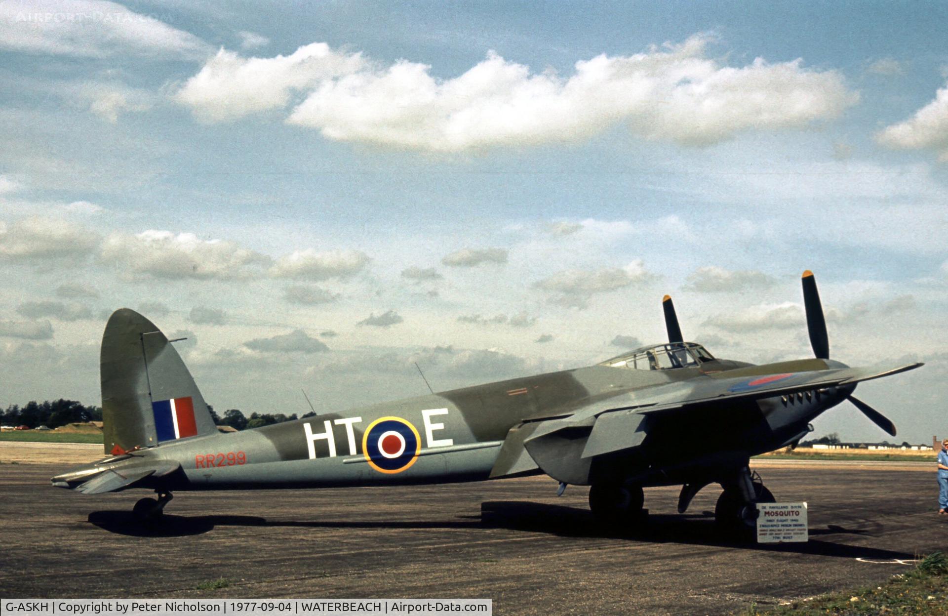 G-ASKH, 1965 De Havilland DH98 Mosquito T.3 C/N RR299, Rolls-Royce's Mosquito displayed at the 1977 RAF Waterbeach Open Day.