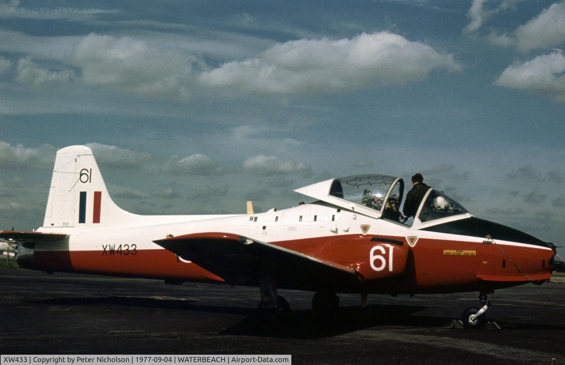 XW433, 1972 BAC 84 Jet Provost T.5A C/N EEP/JP/1055, Jet Provost T.5A of 3 Flying Training School on display at the 1977 RAF Waterbeach Open Day.