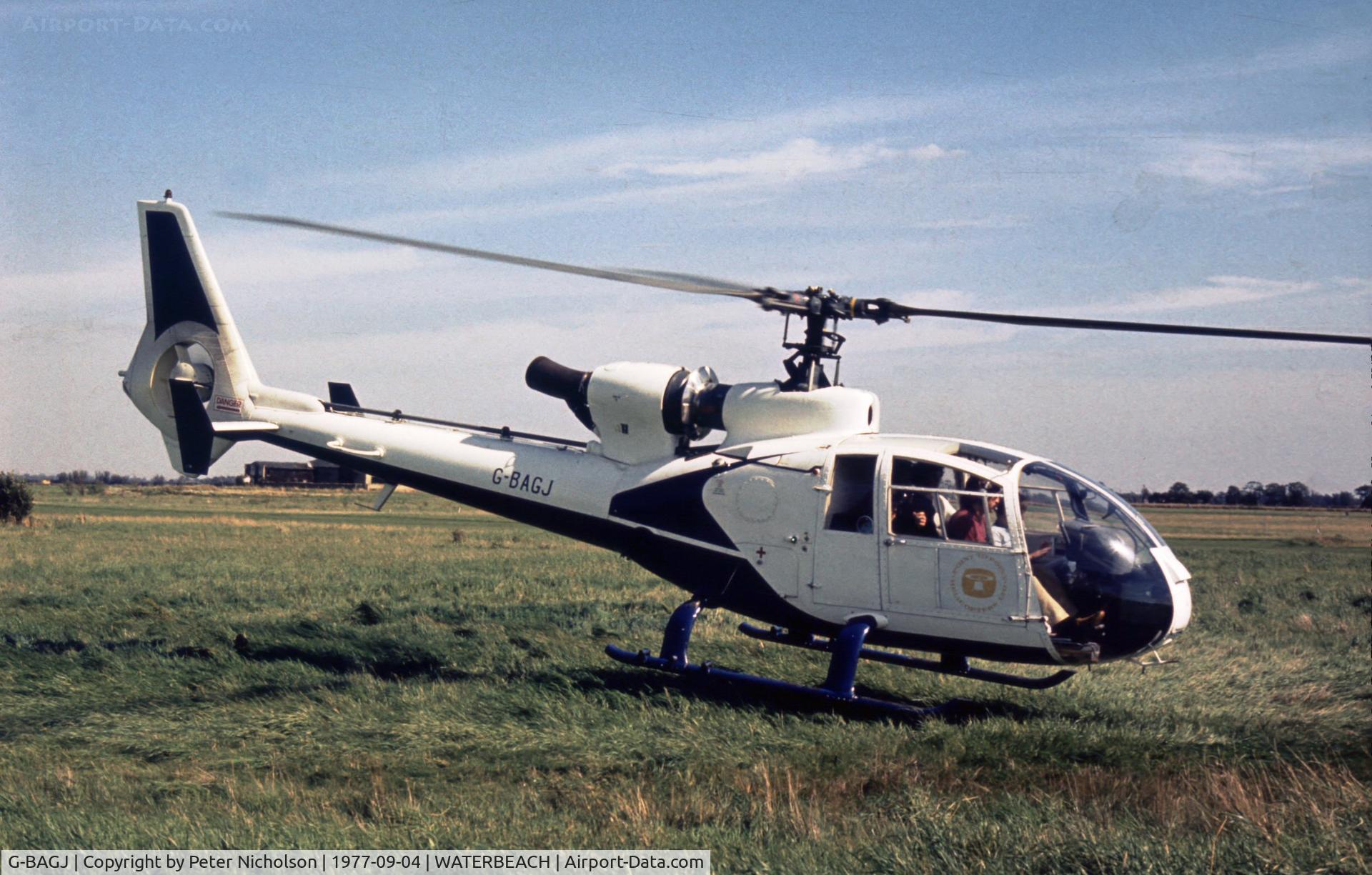 G-BAGJ, 1973 Westland SA-341G Gazelle C/N WA1039, This SA.341G Gazelle attended the 1977 RAF Waterbeach Open Day.
