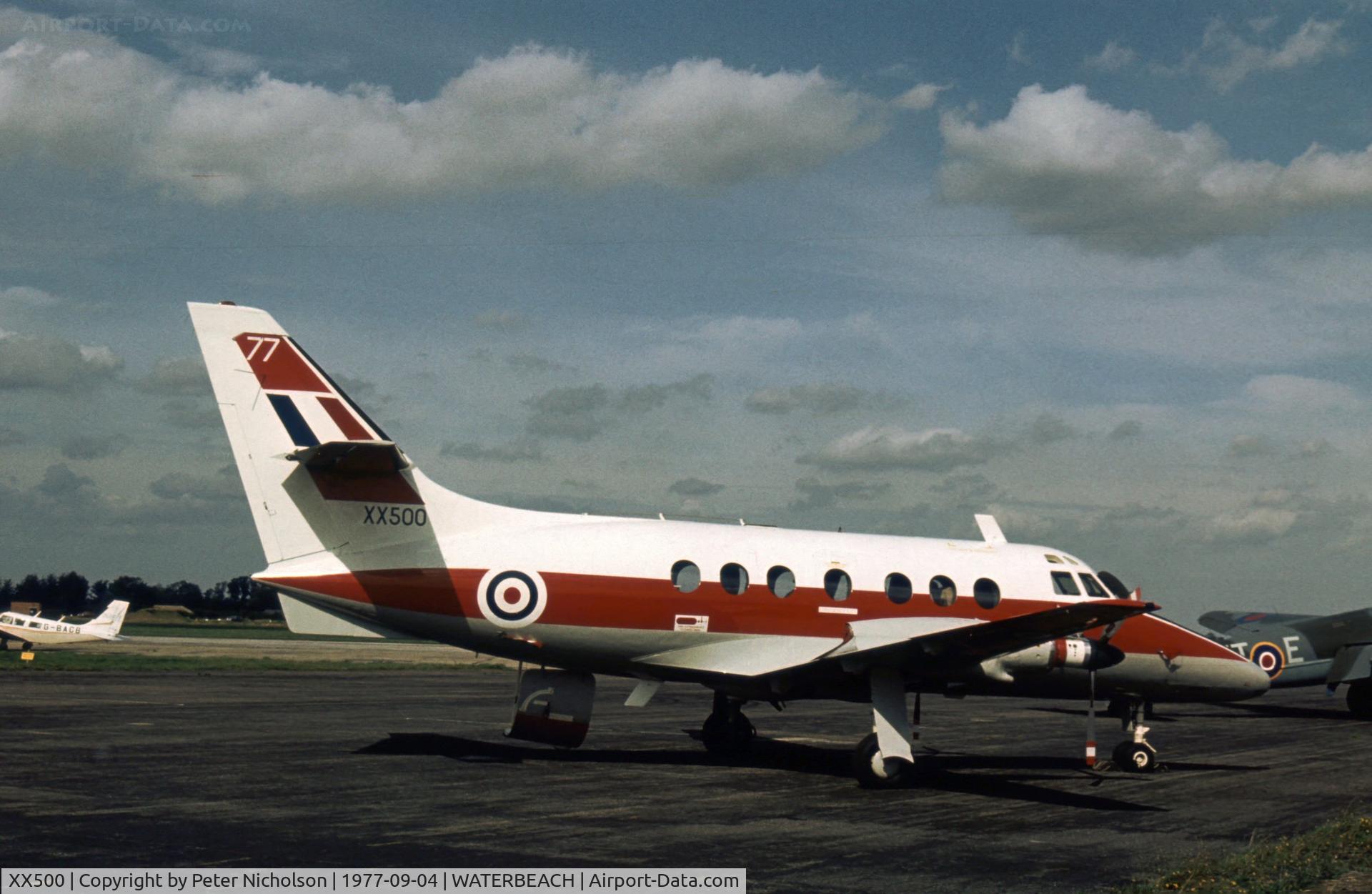 XX500, 1976 Scottish Aviation HP-137 Jetstream T.1 C/N 426, Jetstream T.1 of 3 Flying Training School on display at the 1977 RAF Waterbeach Open Day.