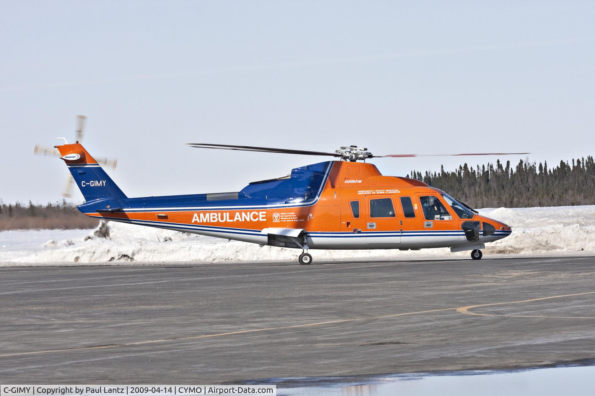 C-GIMY, 1980 Sikorsky S-76A C/N 760055, Air Ambulance about to depart from Moosonee, Ontario