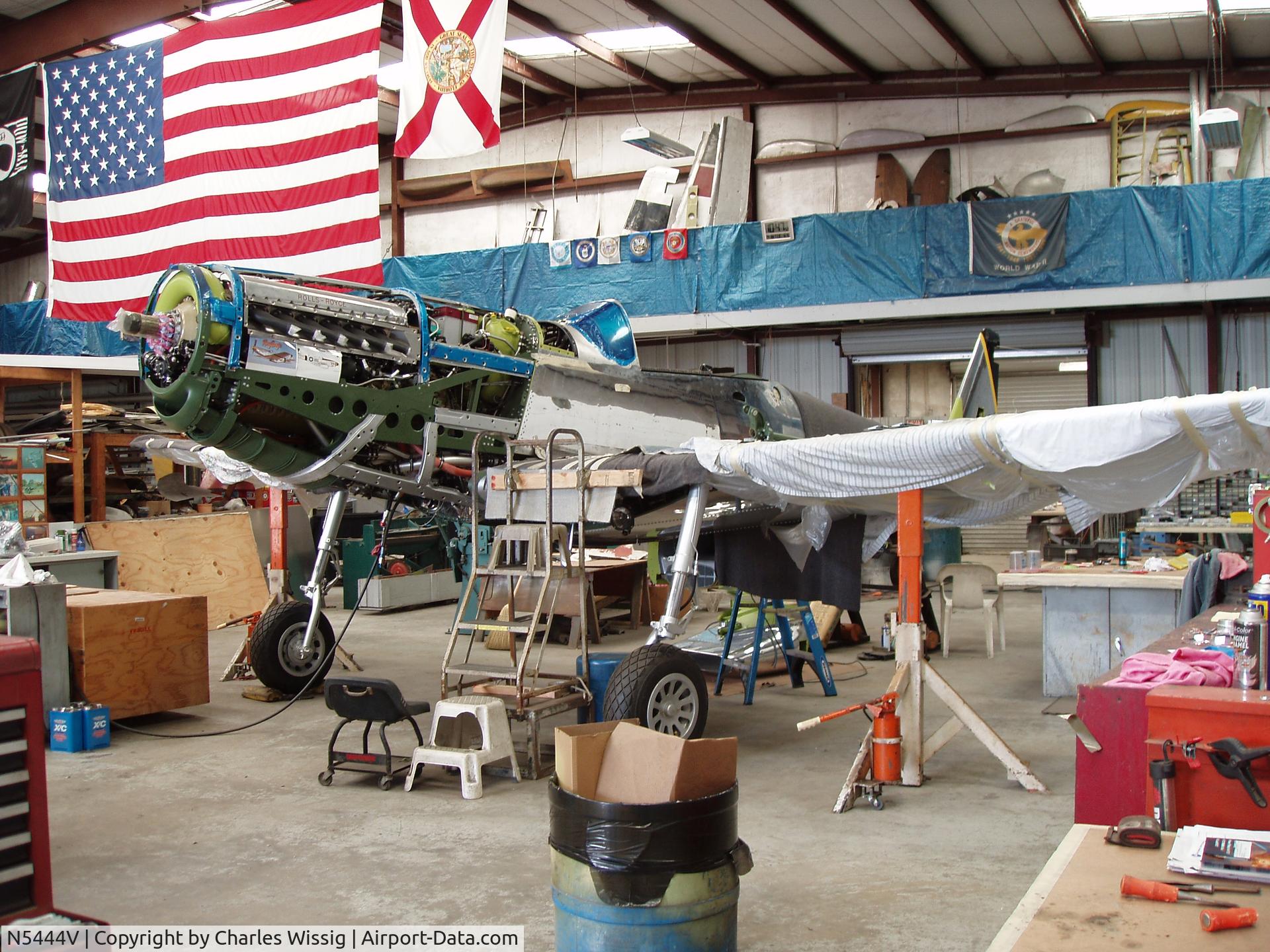 N5444V, 1944 North American F-51D-25-NA Mustang C/N 122-40291, 44-73751 is being restored at American Aero services in New Symrna Beach Florida.