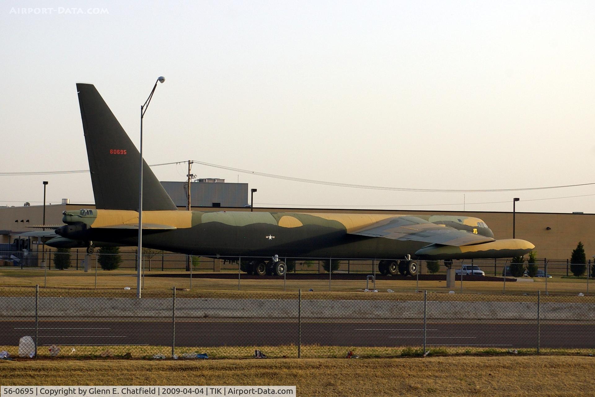 56-0695, 1956 Boeing B-52D-40-BW Stratofortress C/N 464066, Heritage Collection at Tinker AFB, OK  Seen from across the highway