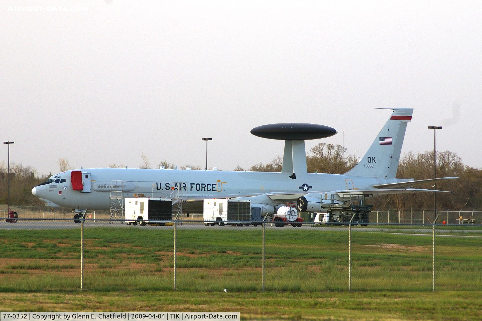 77-0352, 1977 Boeing E-3B Sentry C/N 21552, Shot from another road looking behind the hangar.