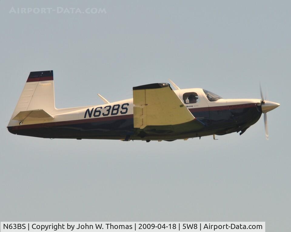 N63BS, 1992 Mooney M20J 201 C/N 24-3286, Departing runway 22