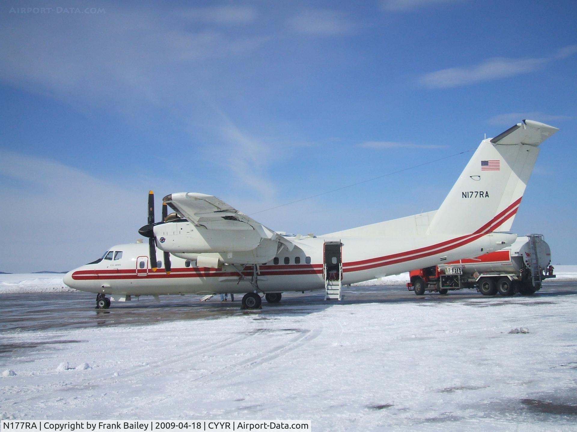 N177RA, 1982 De Havilland Canada DHC-7-102 Dash 7 C/N 85, U S Army.... DHC-7-102  Parked Woodward Aviation FBO, Goose Airport NL.