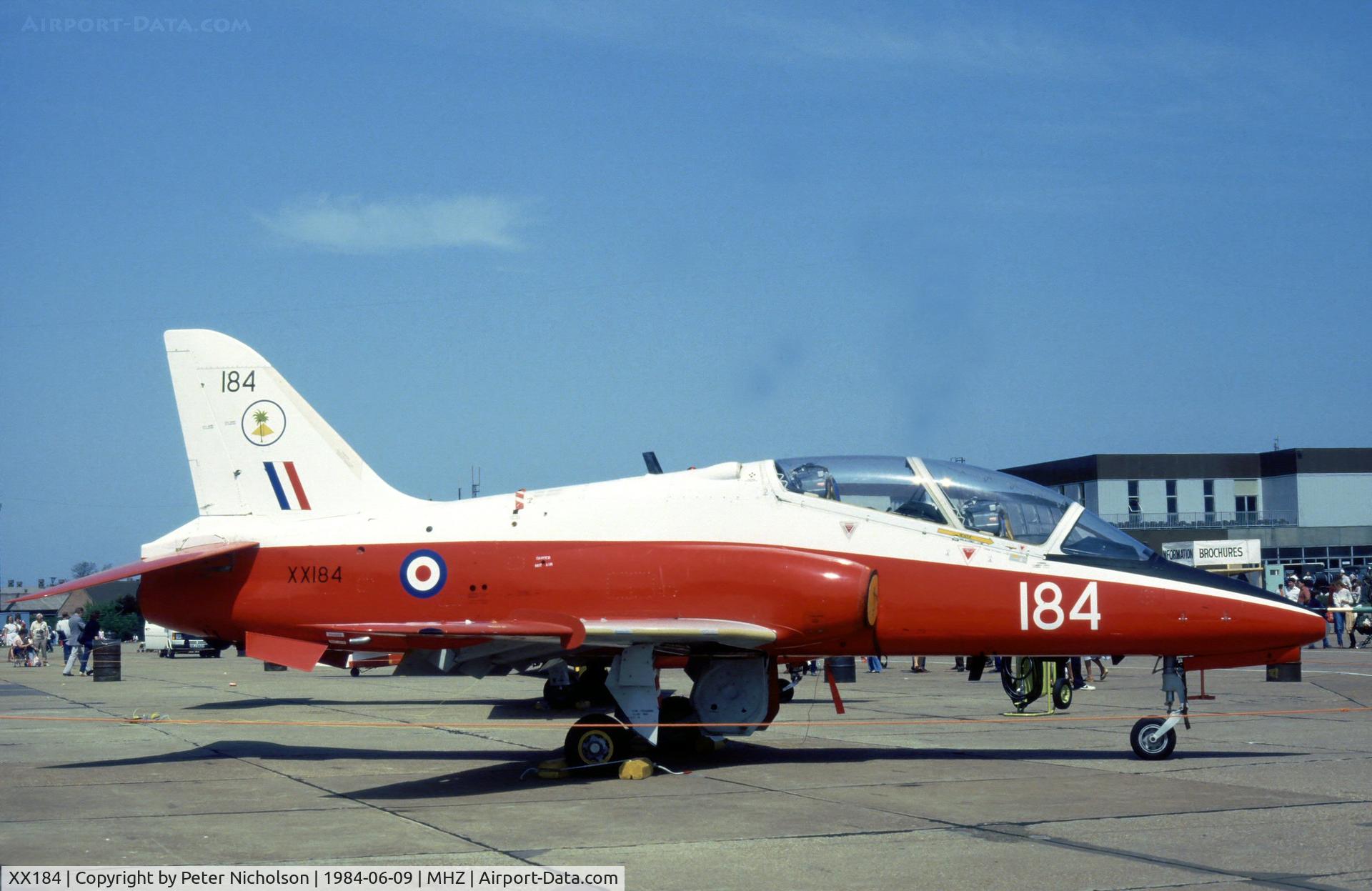 XX184, 1977 Hawker Siddeley Hawk T.1 C/N 031/312031, Hawk T.1 of 4 Flying Training School at the 1984 RAF Mildenhall Air Fete.