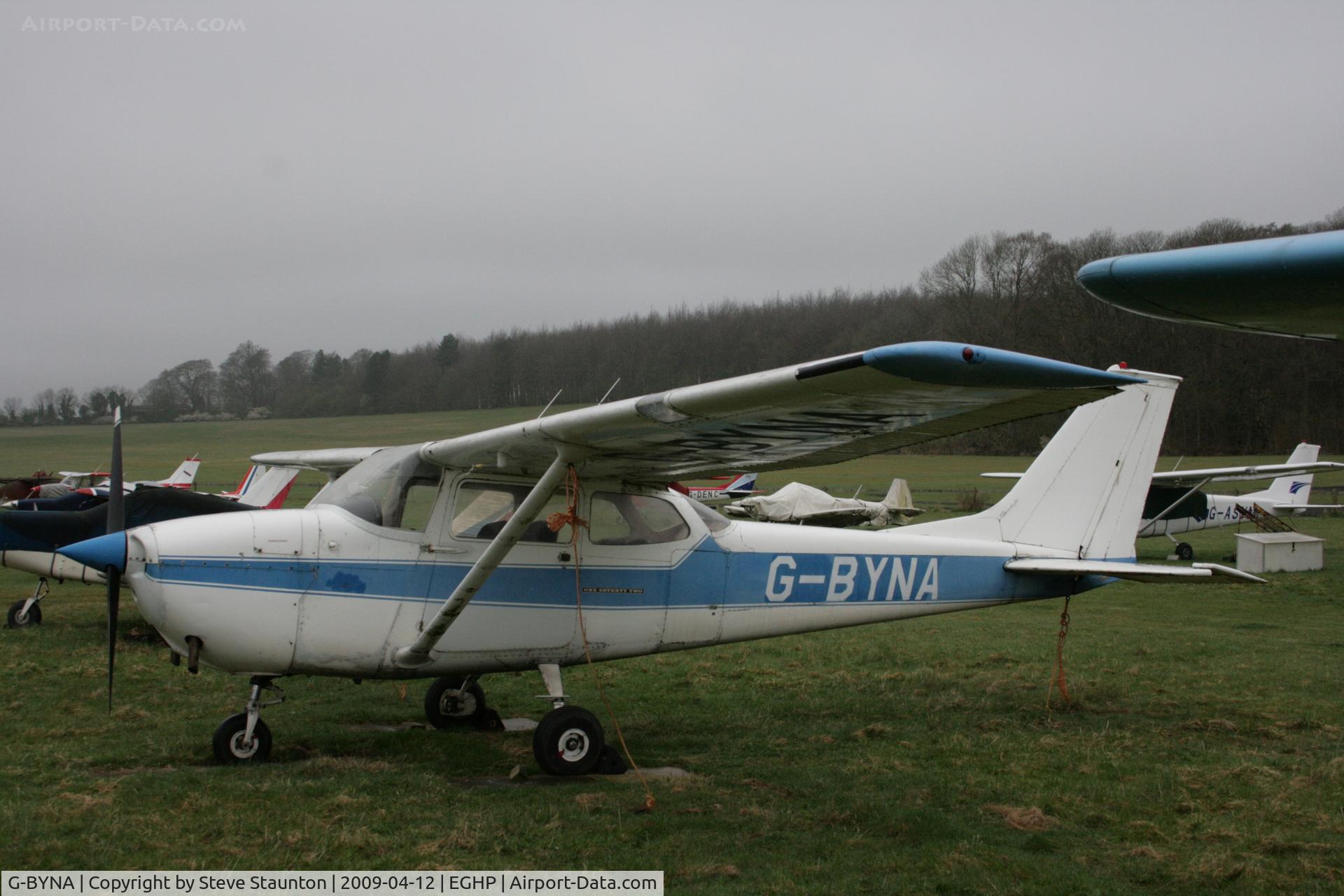 G-BYNA, 1969 Reims F172H Skyhawk C/N 0626, Taken at Popham Airfield, England on a gloomy April Sunday (12/04/09)
